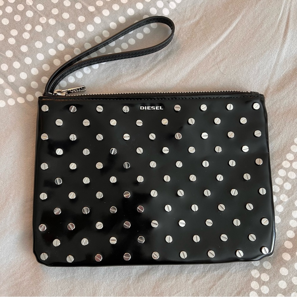 Diesel Nail Head studded clutch pouch wristlet
